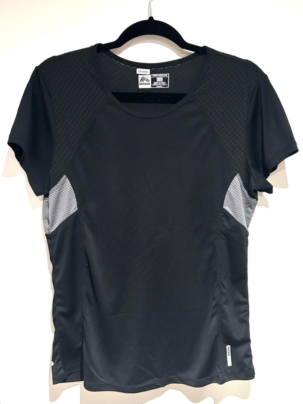 RBX Women's Black Short-Sleeve Athletic Tee with Gray Panels